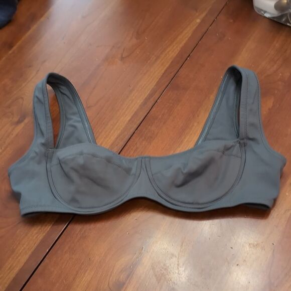 SKIMS Shaping Swim Unlined Underwire Bikini Top Gunmetal Sz XL - Picture 2 of 7